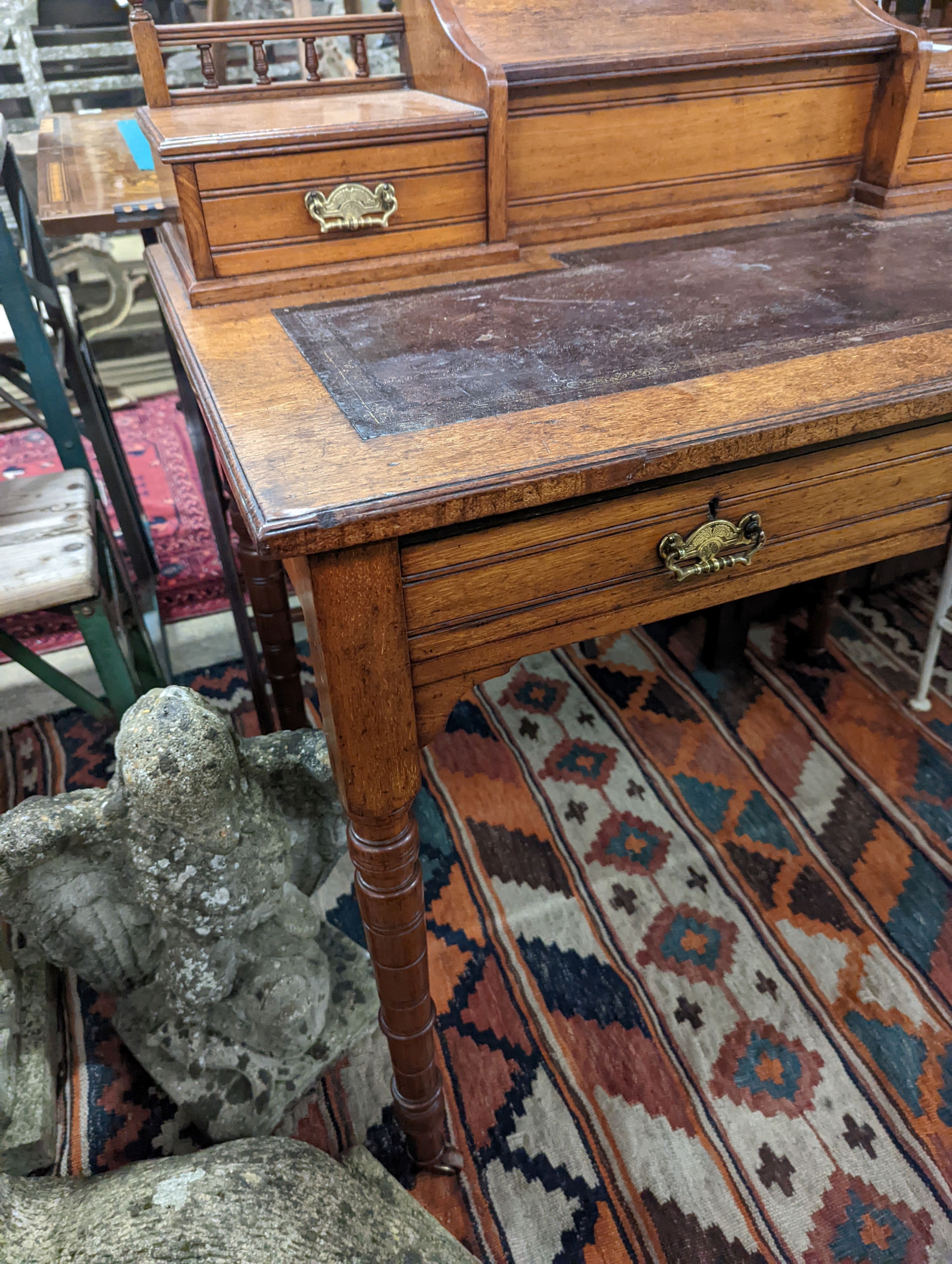 A late Victorian mahogany desk, width 92cm, depth 56cm, height 102cm